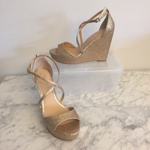 Jewel by Badgley Mischka Gold Wedges